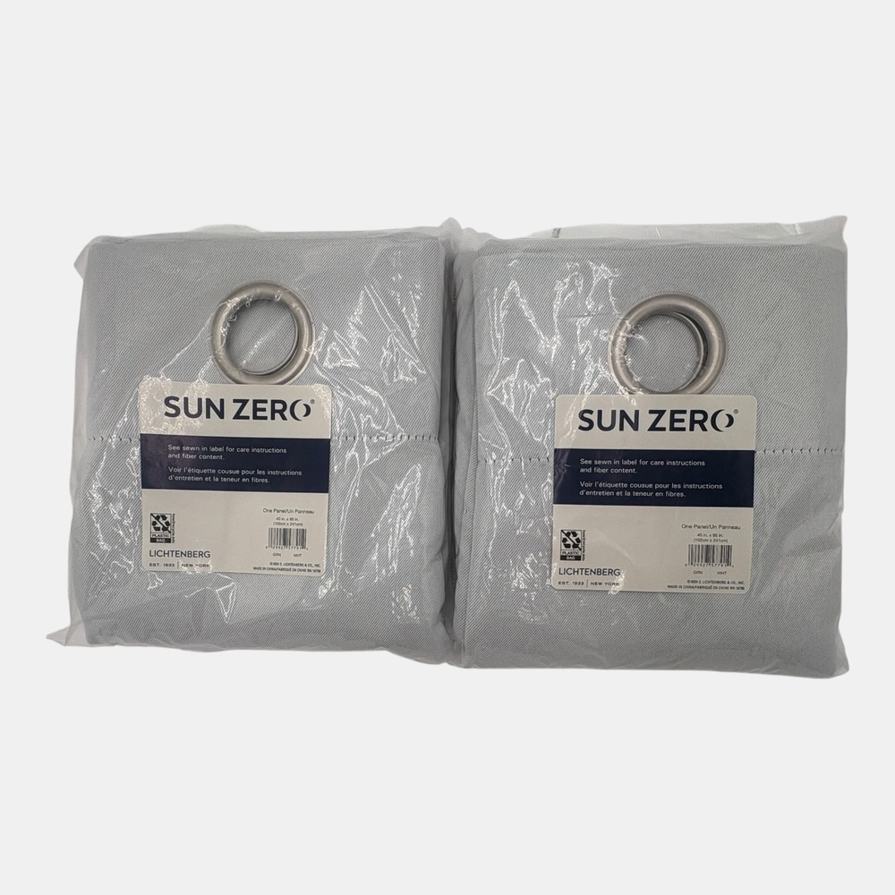 Sun Zero Lichtenberg Grommet Curtain Panels 40x95 Light Gray Set of 2 57791